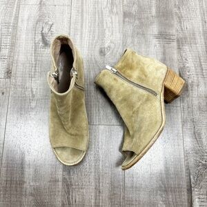 Officine Creative Beige Suede Peep Toe Boots Size 40 1/2 (10.5)